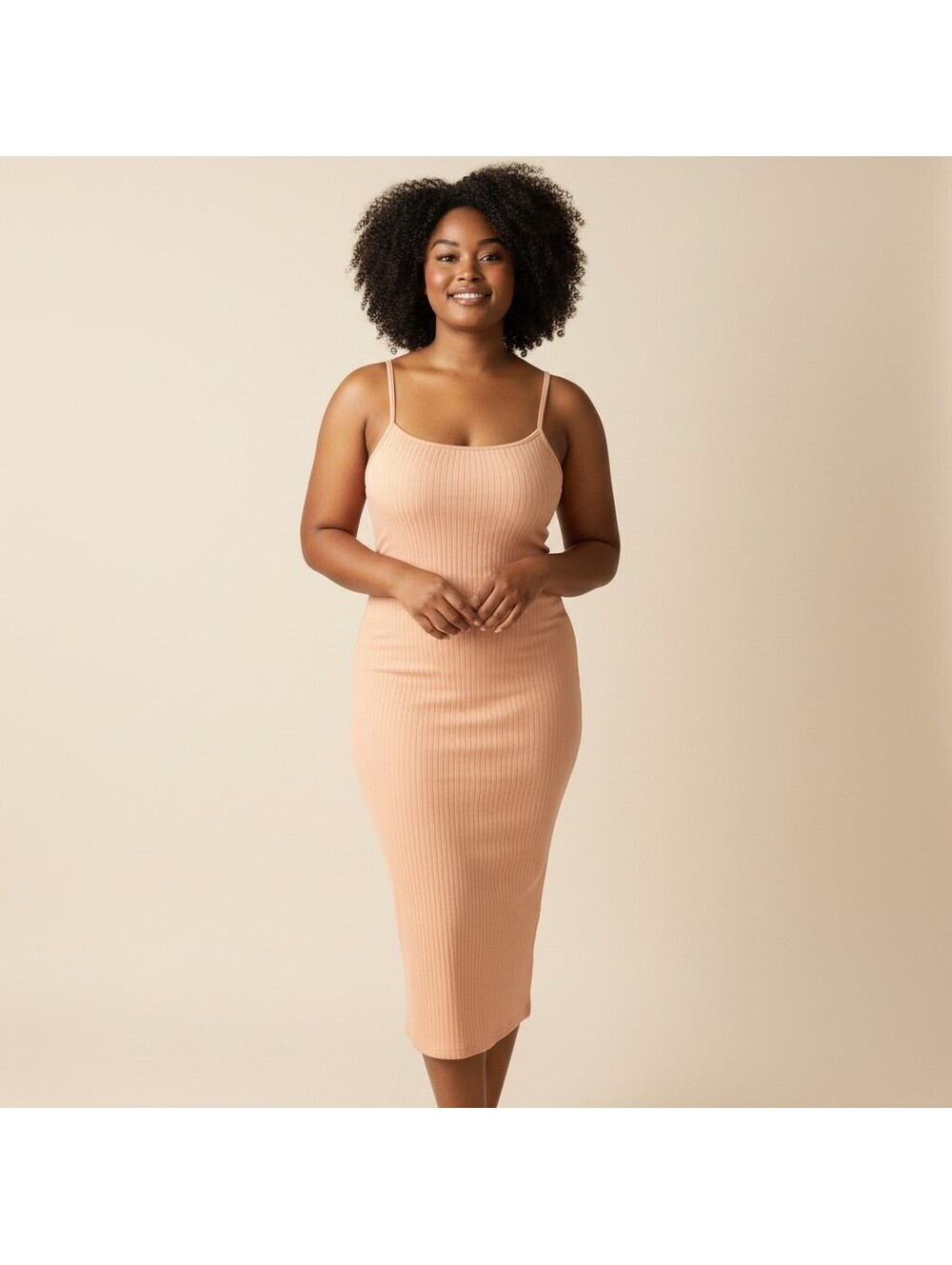 Wild Fable Dress Women 2XL Brown Sheath Midi Sleeveless Stretch Cotton Casual